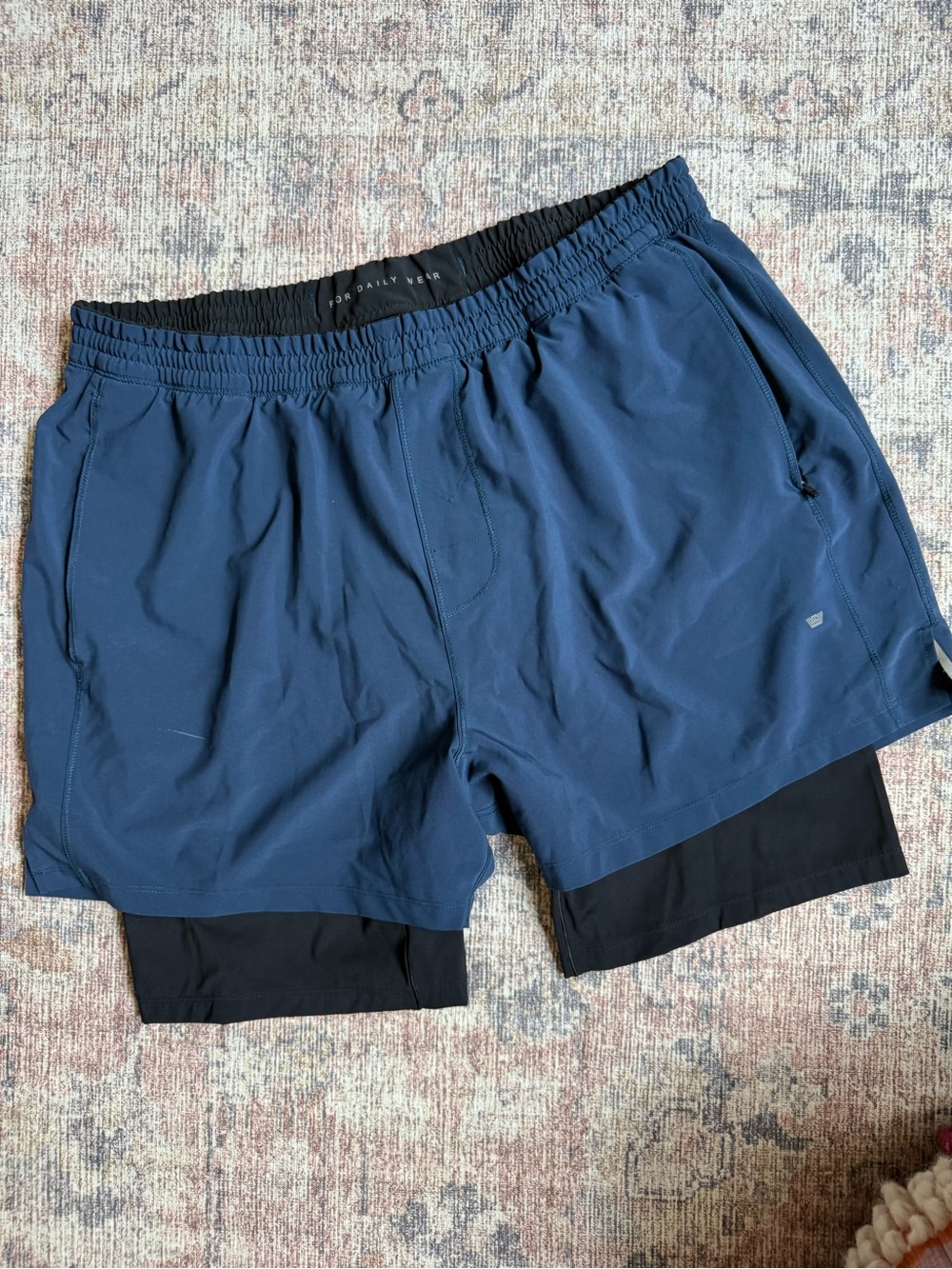 Mack Weldon Navy 2-in-1 Athletic Shorts with Black Liner
